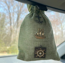 Load image into Gallery viewer, Nautical Charms on Sage Bag - Coastal Themed Deodorizing Bags for Small Spaces