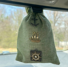 Load image into Gallery viewer, Nautical Charms on Sage Bag - Coastal Themed Deodorizing Bags for Small Spaces