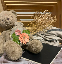 Load image into Gallery viewer, Orange Flowers on Tan Bag - Floral Themed Deodorizing Bags for Small Spaces