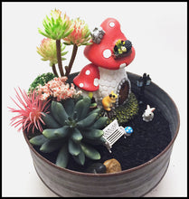 Load image into Gallery viewer, Miniature Garden in round galvanized pan with Biochar Kit for air purification