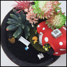 Load image into Gallery viewer, Miniature Garden in round galvanized pan with Biochar Kit for air purification