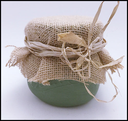 Mason Jar Handpainted Sage w/ Burlap Cover