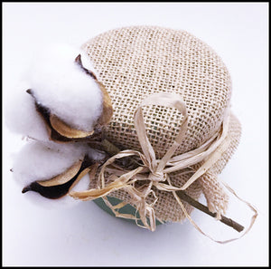 Mason Jar Handpainted Sage w/ Burlap Cover