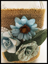 Load image into Gallery viewer, Large Mason Jar blue flowers