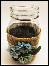 Load image into Gallery viewer, Large Mason Jar blue flowers