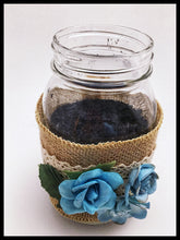 Load image into Gallery viewer, Large Mason Jar Blue Flowers