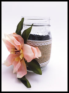 Mason Jar single large peach flower