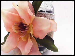 Mason Jar single large peach flower