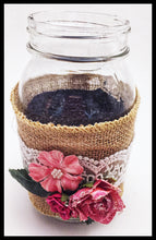 Load image into Gallery viewer, Large Mason Jar, small pink flowers