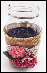 Large Mason Jar, small pink flowers