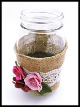 Load image into Gallery viewer, Large Mason Jar, small pink &amp; red flowers