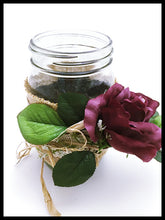 Load image into Gallery viewer, Large Mason Jar, single purple rose