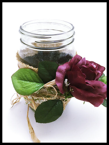 Large Mason Jar, single purple rose