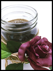 Large Mason Jar, single purple rose