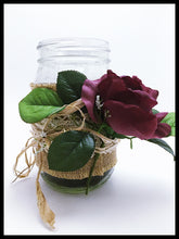 Load image into Gallery viewer, Large Mason Jar, single purple rose