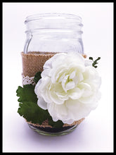 Load image into Gallery viewer, Large Mason Jar, single large white flower