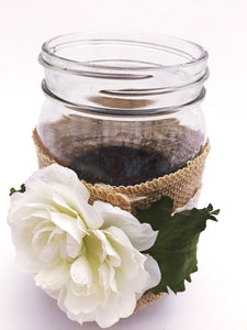 Large Mason Jar, single large white flower