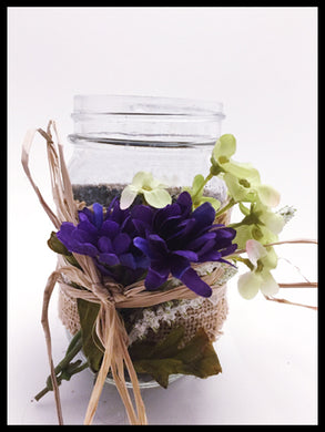 Mason Jar, small purple flowers (medium)