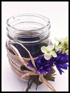 Mason Jar, small purple flowers (medium)