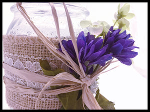 Mason Jar, small purple flowers (medium)