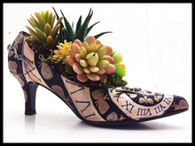 Load image into Gallery viewer, Handpainted Steampunk Clock Shoe Succulent Arrangement