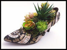 Load image into Gallery viewer, Handpainted Steampunk Clock Shoe Succulent Arrangement