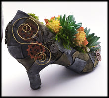 Load image into Gallery viewer, Steampunk Shoe with Gears Planter with Succulents