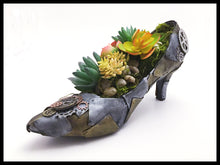 Load image into Gallery viewer, Steampunk Shoe with Gears Planter with Succulents