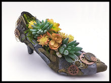 Load image into Gallery viewer, Steampunk Shoe with Gears Planter with Succulents