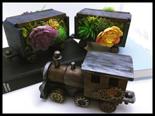 Load image into Gallery viewer, Steampunk Wooden Train set with Succullents