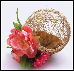 Twine ball, pink flowers (Medium)