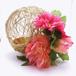 Twine ball, pink flowers (Medium)