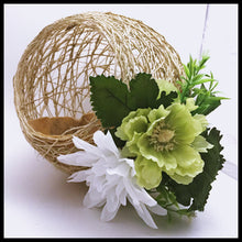 Load image into Gallery viewer, Twine ball, white and green flowers (medium)