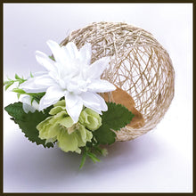 Load image into Gallery viewer, Twine ball, white and green flowers (medium)